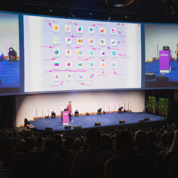 Kuva vuosittaisesta Odoo Experiencestä Belgiasta.