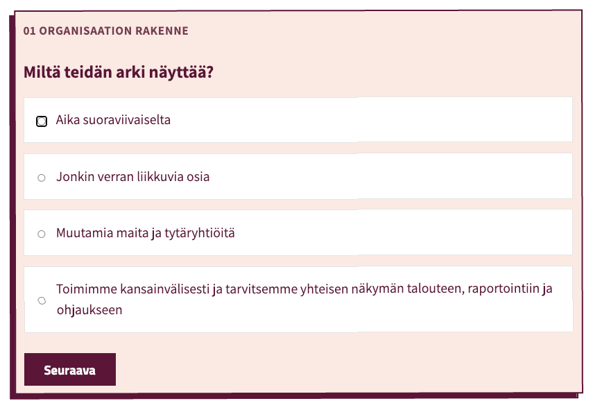 Kuvakaappaus kyselytyökalusta: Miten odoo soveltuu yrityksellesi? 